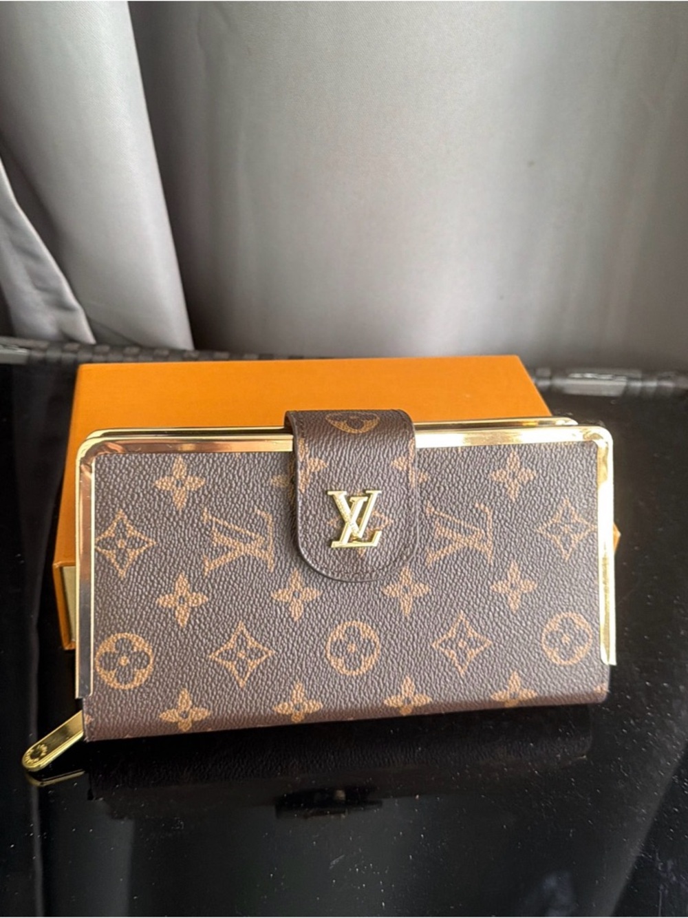 Louis Vuitton Monogram Canvas Wallet with Gold Hardware